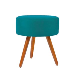 Puff Puf Banqueta Redondo Para Camarim Suede Pés Palito