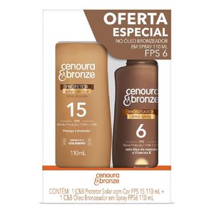 Kit Cenoura & Bronze Óleo Spray Bronzeador FPS 6 110ml + Protetor Solar com Cor FPS 15 110ml