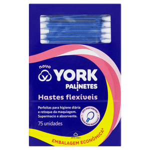 Hastes Flexíveis York Caixa com 75 Unidades Embalagem Econômica