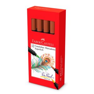 Pincel Hidrocor Supersoft Marrom Faber Castell 12 Cores