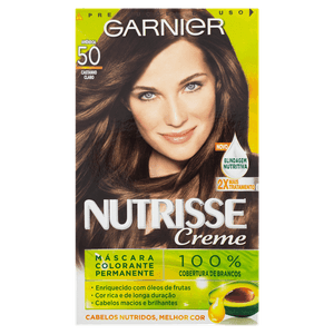 Kit Máscara Colorante Creme 50 Castanho Claro Garnier Nutrisse