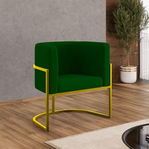 Poltrona Decorativa Lua em Suede com Base de Metal Gold
