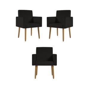 Kit 3 Poltronas Pés Palito Nina Suede