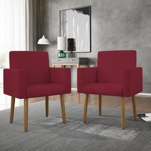 Kit 2 Poltronas Nina Decorativa Moderna Suede Marsala