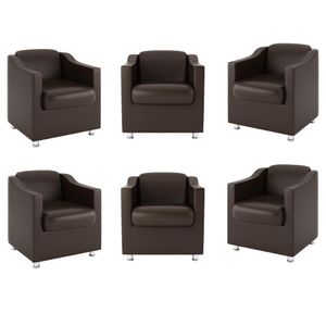Kit 6 Poltronas Decorativas Tilla Tecido Sintético