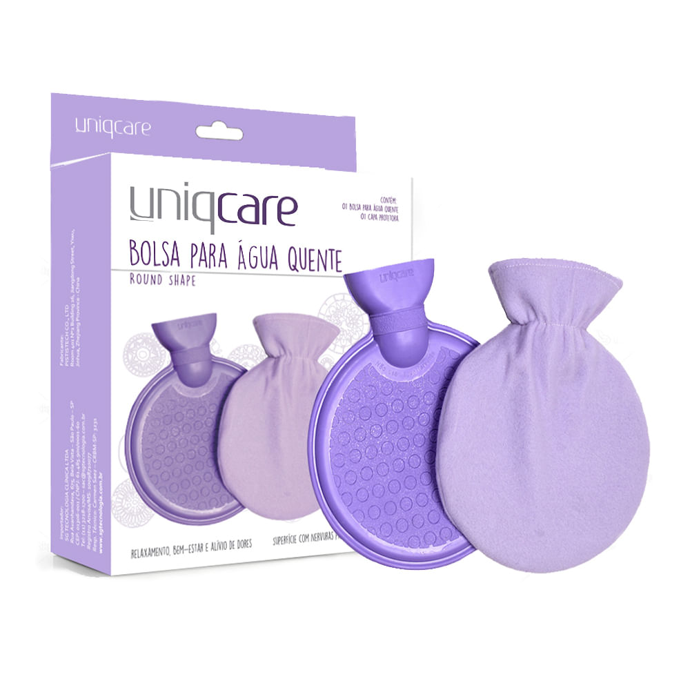 Bolsa Para Água Quente Com Capa 800 Ml Redonda Uniqcare