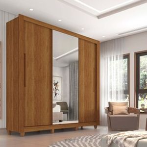 Guarda Roupa Panamá 3 Portas Espelho Central Sallêto Móveis Cinamono