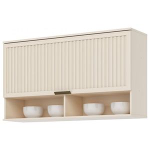 Armário Aéreo de Cozinha com 03 Portas de Vidro 1,2 x 0,83 m Connect Nature e Off White - Henn