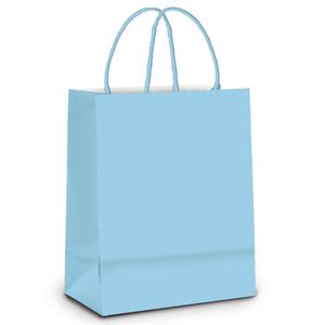 Sacola De Papel Cromus Azul Bebê Média 26 X 19,5 X 9,5 Cm