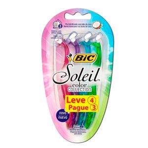 Aparelho de Depilar Descartável Bic Soleil Color Collection Leve 4 Pague 3 Unidades