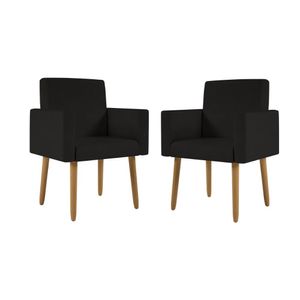 Kit 02 Poltronas Decorativa Sala Oferta Preto
