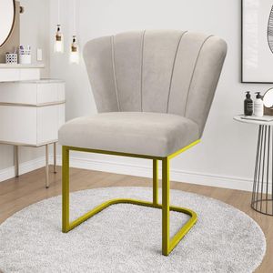 Cadeira Jantar Flor Mesa Cozinha Reforçada Base Metal Dourada