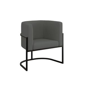 Poltrona Veludo Decorativa Lua Recepção Base de Ferro Black