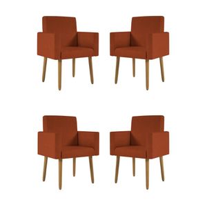 Kit 4 Poltronas Pés Palito Nina Suede