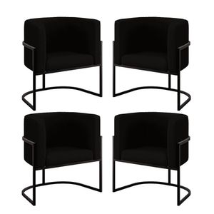 Kit 04 Poltronas Lua Sala Decorativa Base Ferro Black Veludo