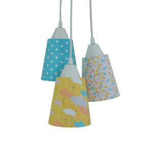 Lustre Pendente Luminária Teto Nuvens Coloridas Amarelo E Turquesa Bivolt