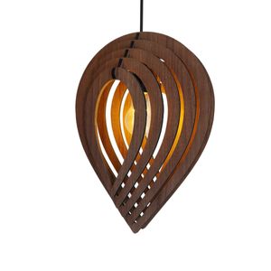 Luminária Pendente Modelo Puzzle em  Madeira Marrom Bivolt