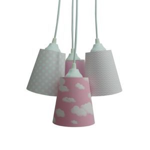 Lustre Pendente Luminária de Teto Quarto Infantil Cacho Nuvens Bivolt