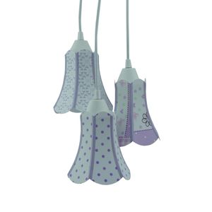 Lustre Pendente Luminária Paris com Estampas Lilás e Branco Bivolt