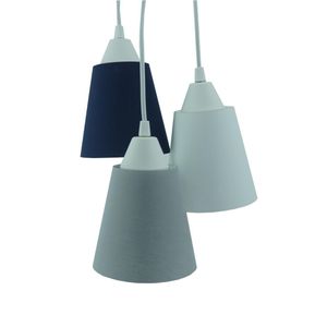 Lustre Pendente Luminária Cacho Cinza, Azul Marinho e Branco Bivolt