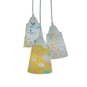 Lustre Pendente Luminária Bebê Cacho Nuvens e Zoo Colorido Bivolt