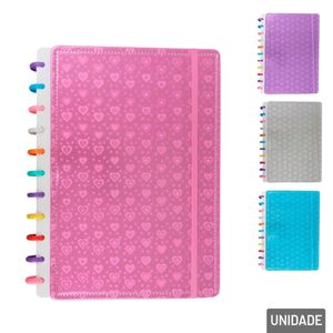 Caderno Espiral 87FL Disco Inteligente Corações 3Ds - Tudo em Caixa