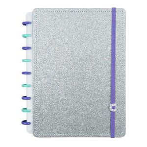 CADERNO MEDIO LETS GLITTER SILVER 2.0 CADERNO INTELIGENTE