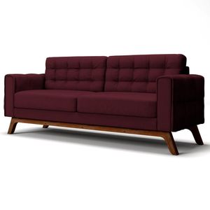 Sofá 210 cm 3 Lugares Sandero C-278 Veludo Marsala - Domi