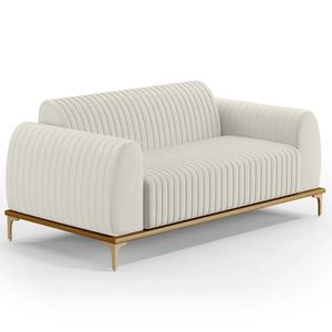 Sofá 210cm 3 Lugares Base Gold Molino D06 Linho C-367 Cru - Mpozenato
