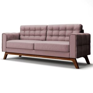 Sofá 230 cm 3 Lugares Sandero C-305 Veludo Rosê - Domi