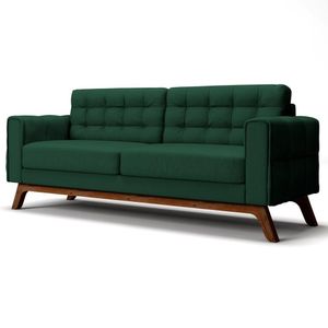 Sofá 180 cm 3 Lugares Sandero C-303 Veludo Verde - Domi