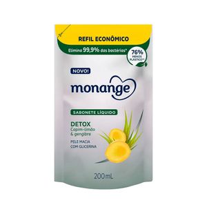Sabonete Líquido Monange Detox Capim-Limão & Gengibre 200ml