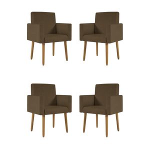 Kit 04 Poltronas Base Sala Quarto - Marrom
