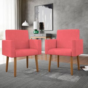 Kit 02 Poltronas Decorativa Sala Oferta - Balaqui Decor Rosa