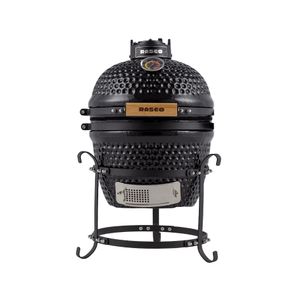 Churrasqueira Kamado Mini da RASCO Preto com grelha em aço inox e suporte. Ideal para até 3 pessoas Preto