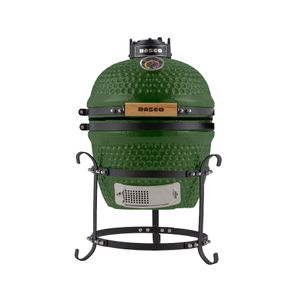 Churrasqueira Kamado Mini da RASCO Verde com grelha em aço inox e suporte. Ideal para até 3 pessoas Verde