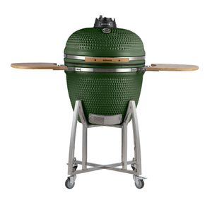 Churrasqueira Kamado Ultra da RASCO Verde c/ grelha aço inox, suporte e mesas. Serve até 20 pessoas Verde