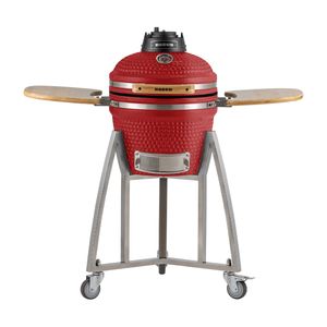 Churrasqueira Kamado Pequeno RASCO Vermelho c/ grelha aço inox, suporte e mesas. Ideal p/ 5 pessoas Vermelho