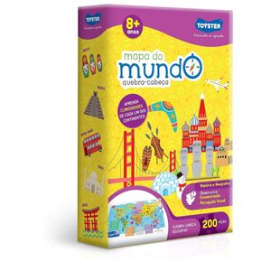 Quebra Cabeça 200 Peças Mapa Do Mundo Toyster 002565