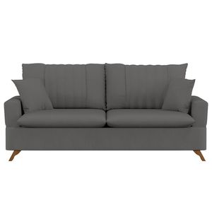 Sofá 200cm 3 Lugares com Almofadas Pés Curvos Veras Suede D05 Cinza - Mpozenato