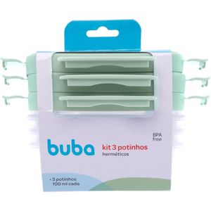 Kit Pote Hermético Verde Buba Combo com 3 Unidades