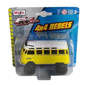 Miniatura Carro 4X4 Volkswagen Van Samba Amarela Maisto 25205