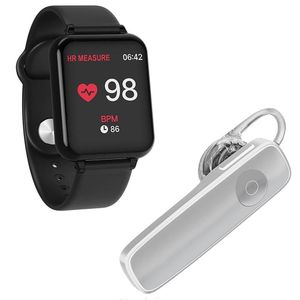 Kit 1 Smartwatch Preto + 1 Fone De Ouvido Branco