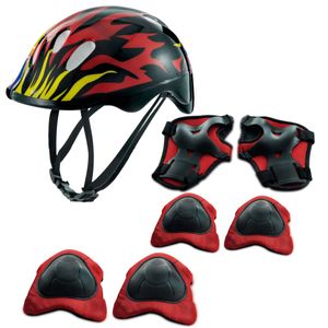 Kit De Proteção Com Capacete Chamas Vermelho Zippy Mimo Style 6655