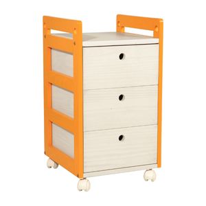 Gaveteiro Infantil Ninos 3 Gavetas com Rodízios Tramontina 36x38x65 cm Madeira Branco Laranja