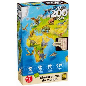 Quebra Cabeça 200 Peças Dinossauros Do Mundo Grow 04536