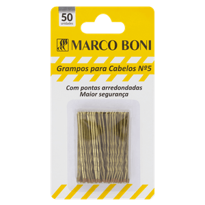 Grampo para Cabelo Dourado Marco Boni nº 5 Pacote com 50 Unidades