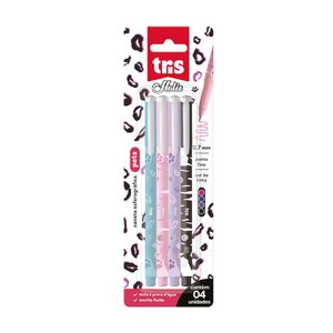 Caneta Esferográfica Tris Holic Pets 0.7mm com 4x1