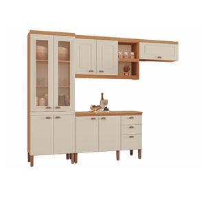 Cozinha Tuboart Rebeca Com Balcão 10 Portas 2 Gavetas Freijo/Off White