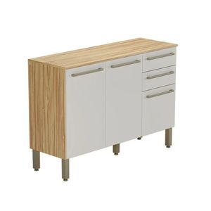 Balcão De Cozinha Com 3 Portas 2 Gavetas E Tampo 100% Mdp Carmenere Rio Doce